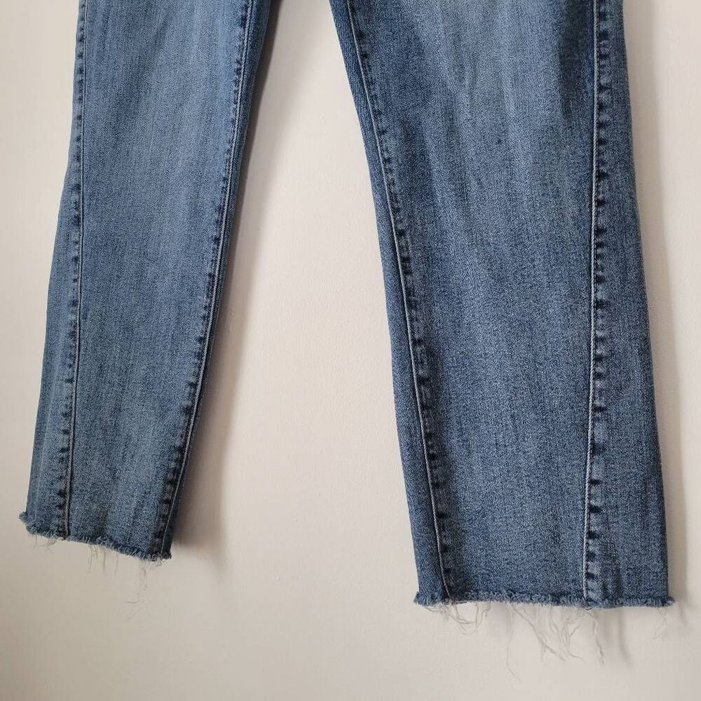 LOFT Outlet High Rise Straight Leg Raw Hem Jeans – Size 8 Blue - Picture 2 of 6